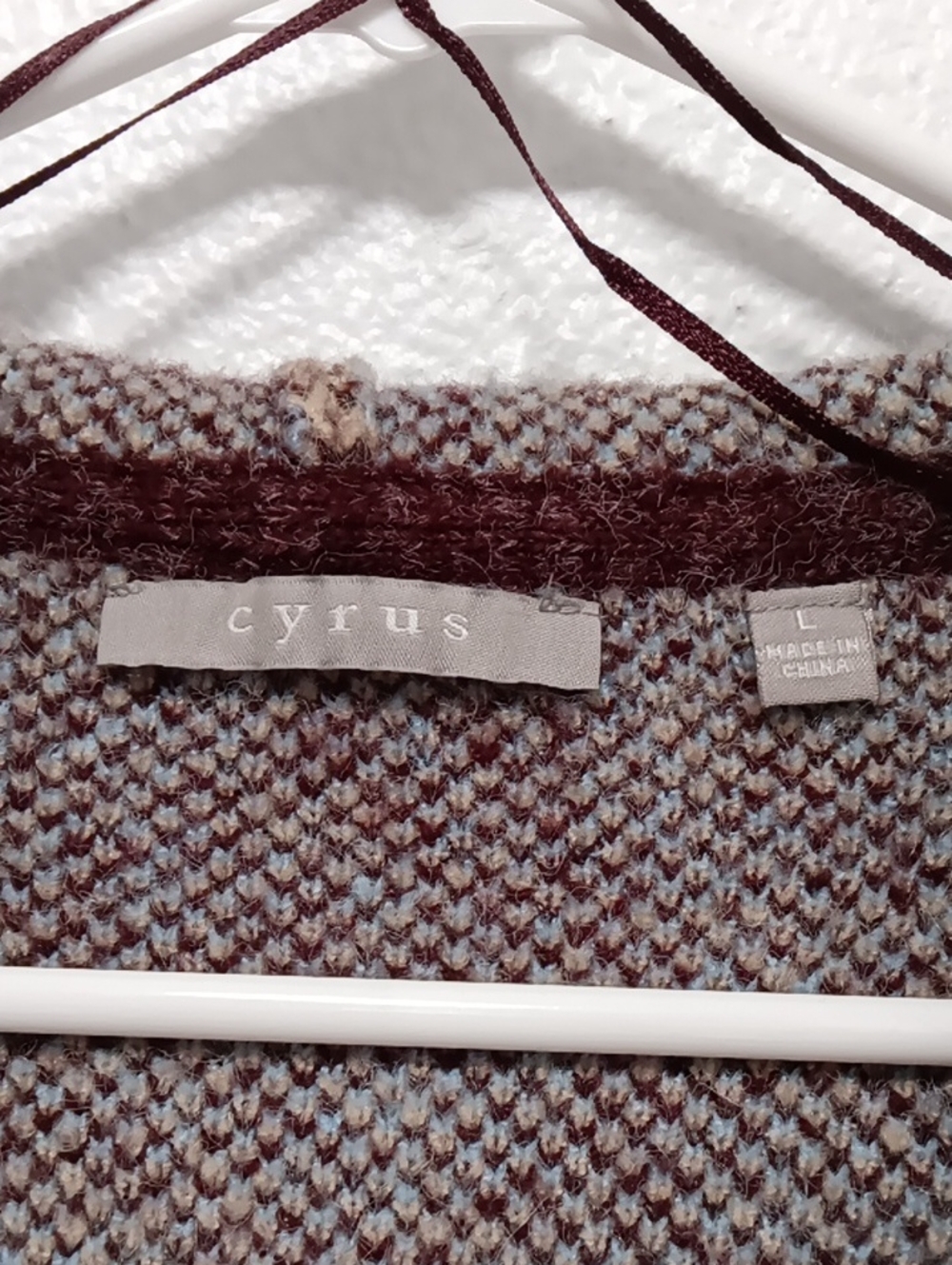 Cyrus Brown and Light Blue Crewneck Knit Sweater
